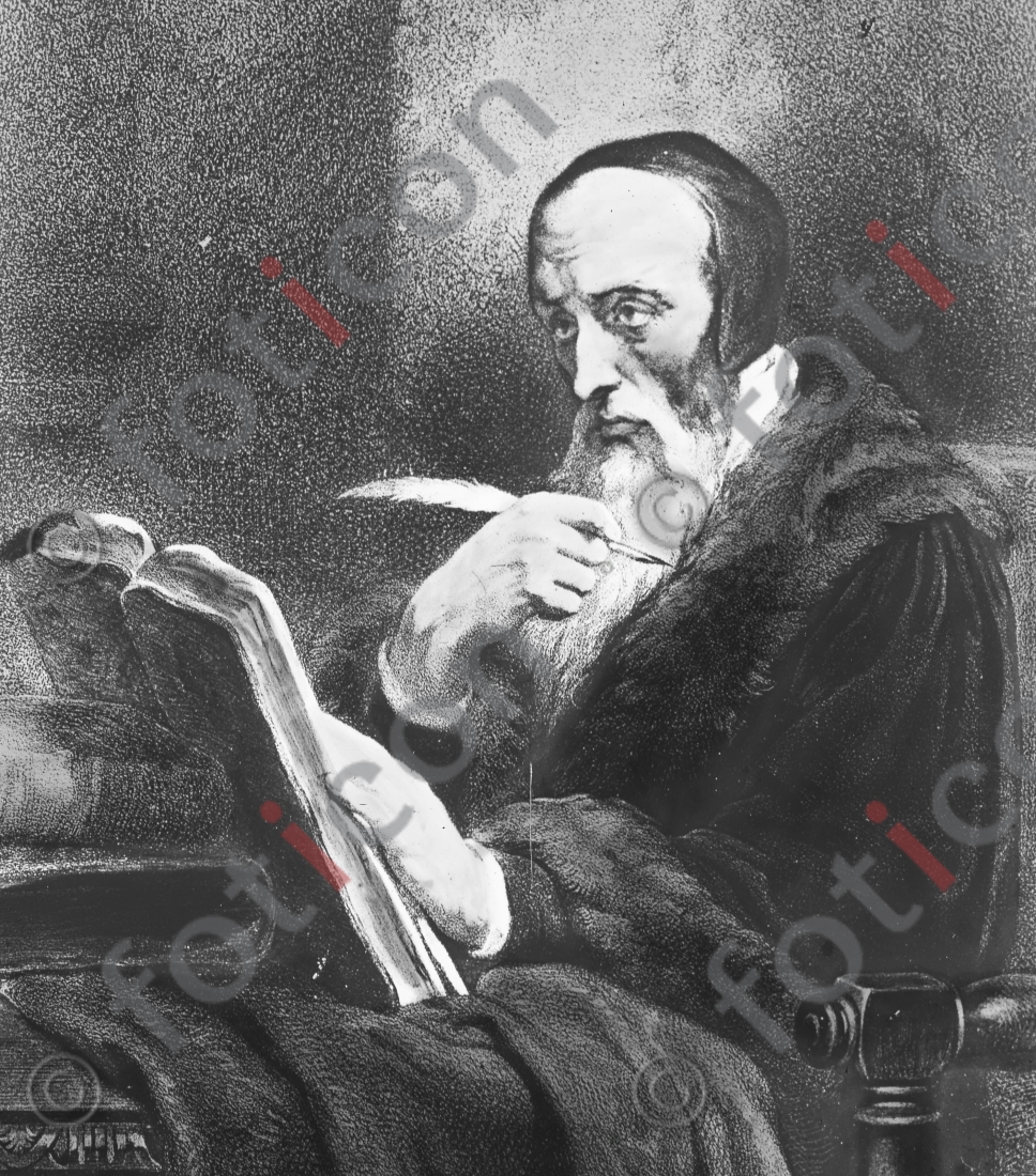 Porträt von Johannes Calvin | Portrait of John Calvin - Foto foticon-simon-150-040-sw.jpg | foticon.de - Bilddatenbank für Motive aus Geschichte und Kultur